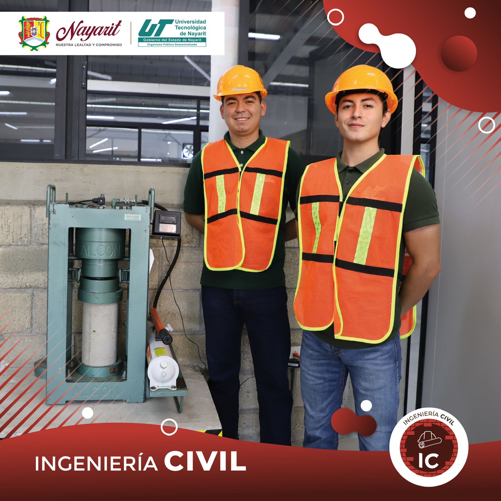 Publicidad sobre la carrera de ingeniería Civil en la Universidad Tecnológica de Nayarit.